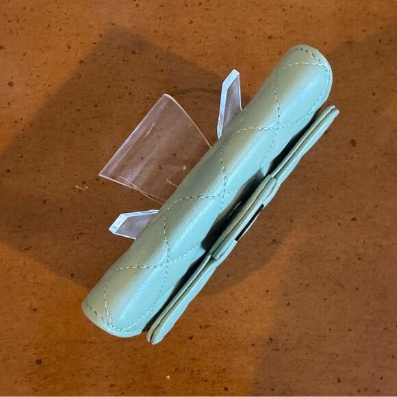 RARE Chanel Light Green Classic Flap Card Holder Black Hardware NWT - Picture 8 of 12